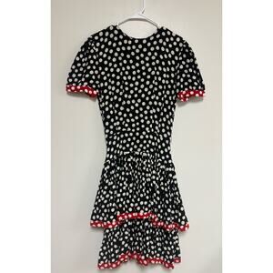 Unbranded silk dress black white red polka dots layered retro party Minnie Mouse